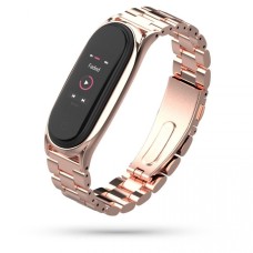 Stainless Steel Λουράκι Xiaomi Mi Band 5 - Rose Gold Stainless Steel Λουράκι Xiaomi Mi Band 5 - Rose Gold