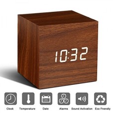Επιτραπέζιο ξύλινο ψηφιακό ρολόι - ξυπνητήρι - θερμόμετρο LED brown Επιτραπέζιο ξύλινο ψηφιακό ρολόι - ξυπνητήρι - θερμόμετρο LED brown