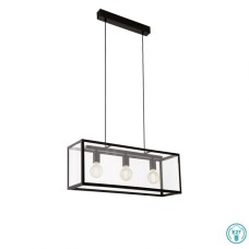 Eglo Charterhouse Κρεμαστό Φωτιστικό Vintage Τρίφωτο Ράγα Διάφανο 49393