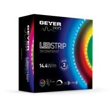 Geyer Αδιάβροχη Ταινία LED Τροφοδοσίας 12V RGB Μήκους 5m με Τηλεχειριστήριο LSKIT144RGB65