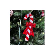 Κρεμαστό Στολίδι Μπαστούνι Πλαστικό Λευκό 8x17εκ.