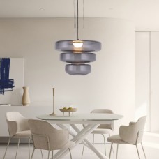 Κρεμαστό φωτιστικό από φιμέ γυαλί 12W 1644LM 3000K D:45x33cm 4070-Smoky