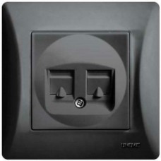 Lineme Διπλή Πρίζα Δικτύου RJ45 με Πλαίσιο Τύπου Cat6 σε Μαύρο Χρώμα 50-00130-2 Lineme Διπλή Πρίζα Δικτύου RJ45 με Πλαίσιο Τύπου Cat6 σε Μαύρο Χρώμα 50-00130-2